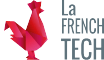 Logo de la French Tech. Un coq rouge avec écrit à côté la French Tech.